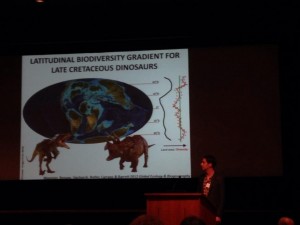 Phil Mannion showing off his research on Mesozoic latitudinal diversity patterns. Credit: moi